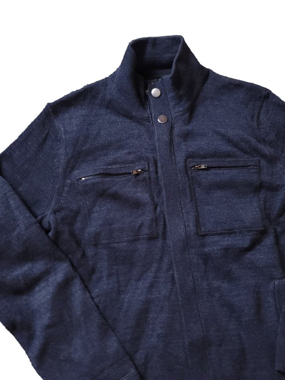 Banana Republic Jacket M M Medium Blue Cotton Wool Blend Zip Pocket